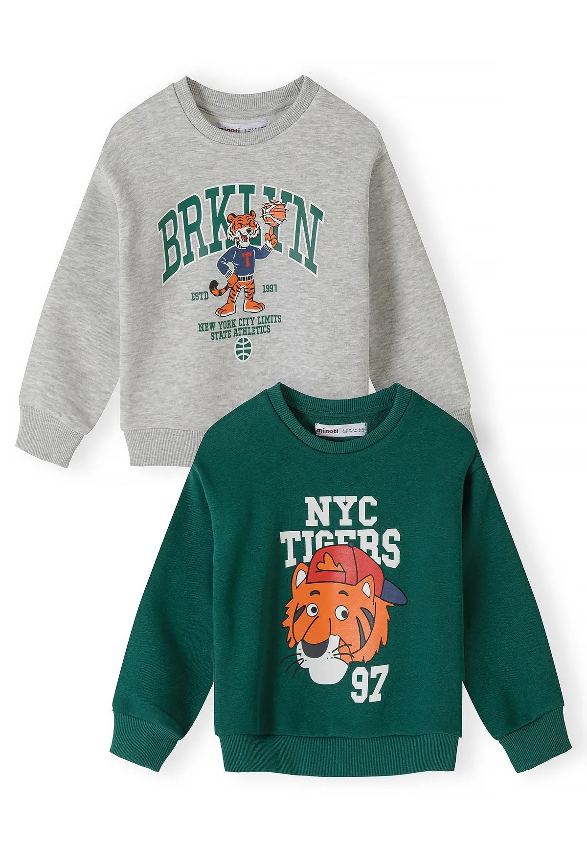 Minoti 45483 sweatshirt 2-pak med tiger til drenge