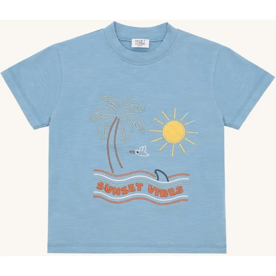 Hust & Claire Arthur Sunset T-shirt Glacier økologisk bomuld