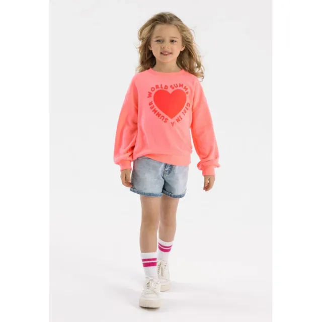Minoti 42910 sweatshirt koral hjerteprint piger