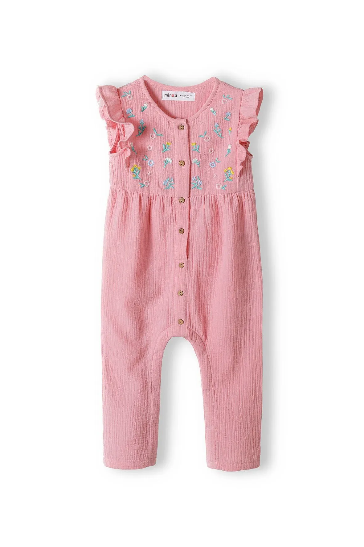 Minoti 38121 jumpsuit rosa bomuld med broderi