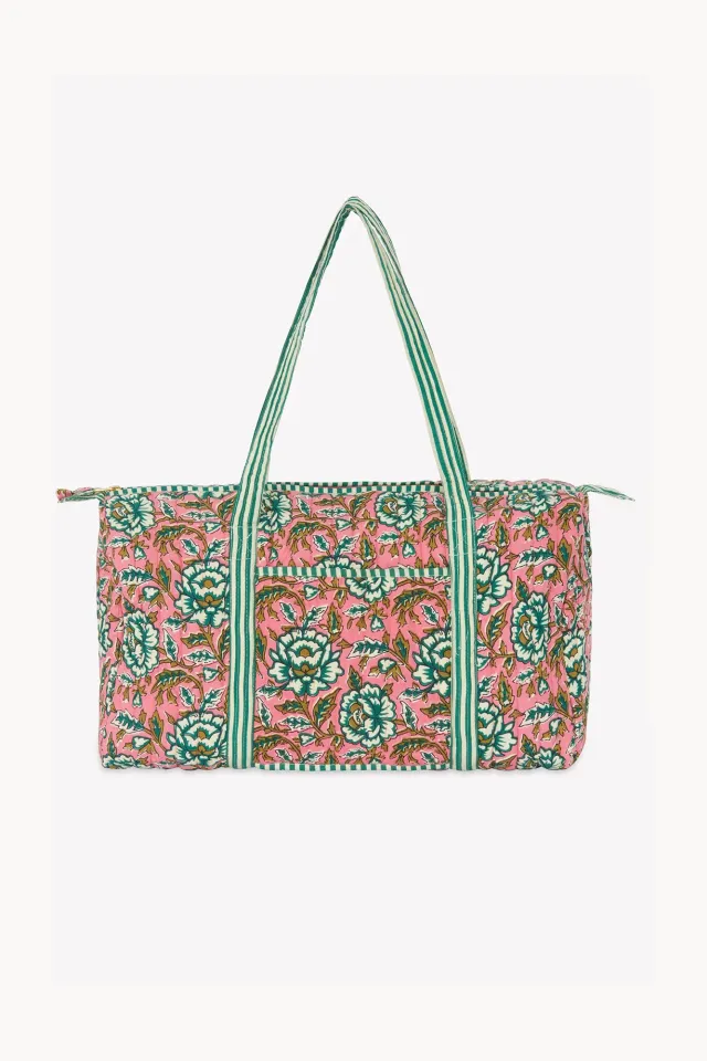 Bonton rejsetaske rosa blomster 50 cm