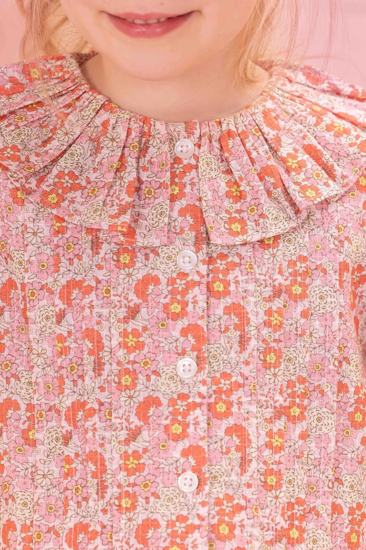Bonton Nancy bluse bomuld rosa blomst