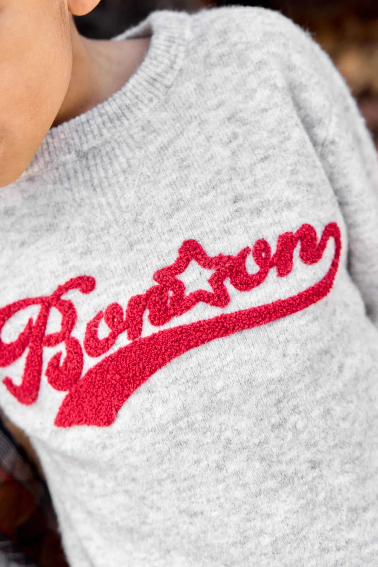 Bonton Faroe Missouri striktrøje grå logo drenge