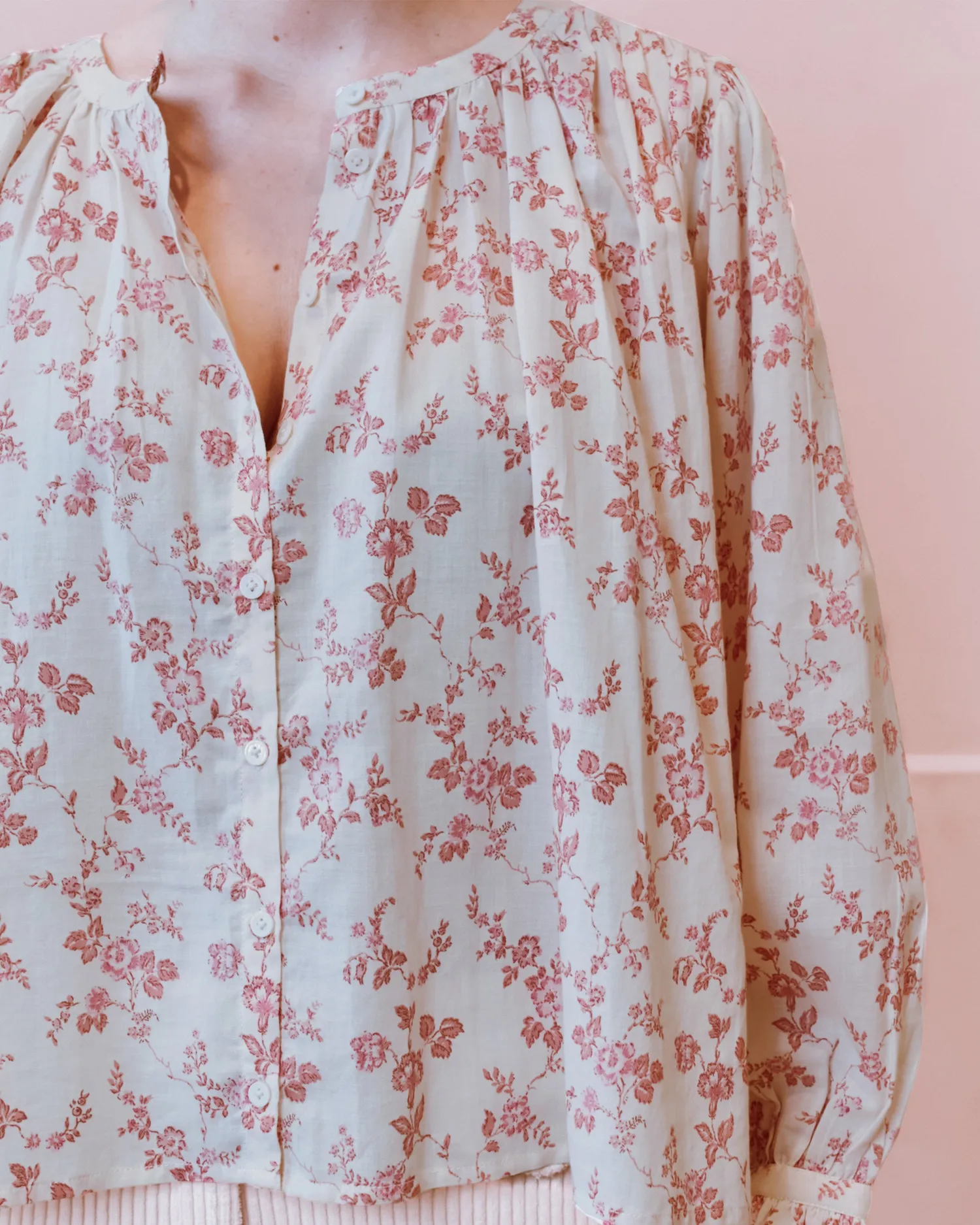 Emile et Ida Edounia Rosalie blouse ecru rosa økologisk
