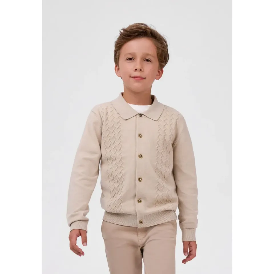 Minoti 45566 cardigan beige ternet drenge