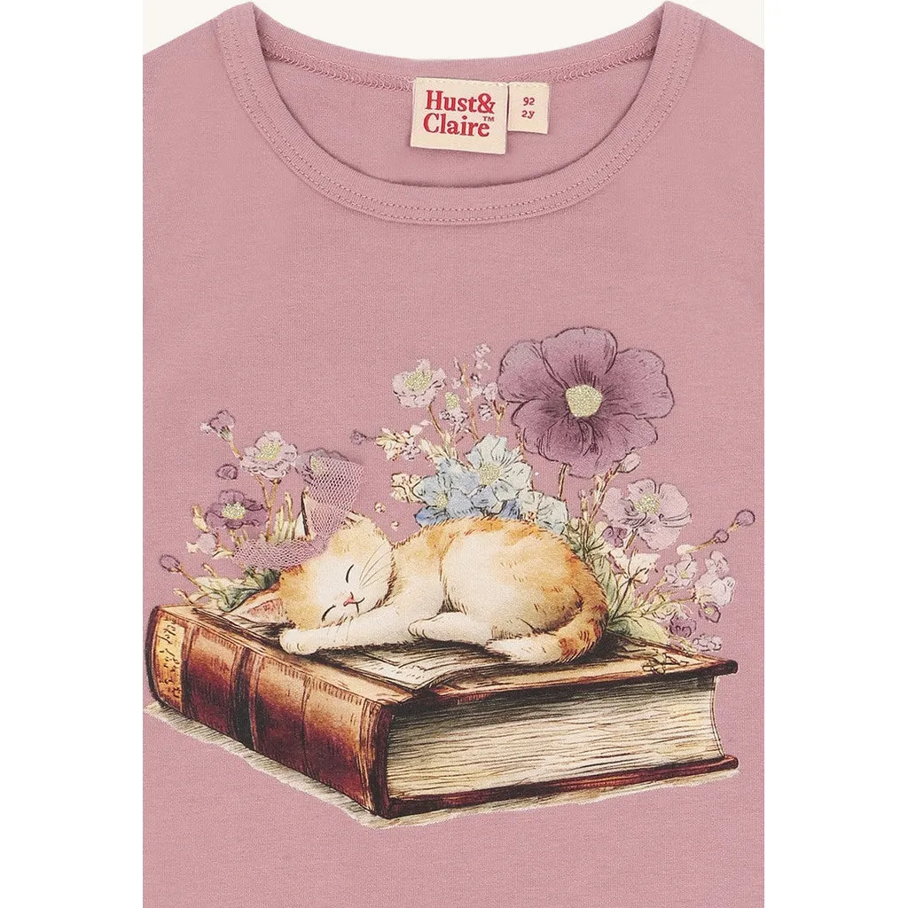 Hust & Claire HCAlma Book Cat langærmet T-shirt Heather bomuld