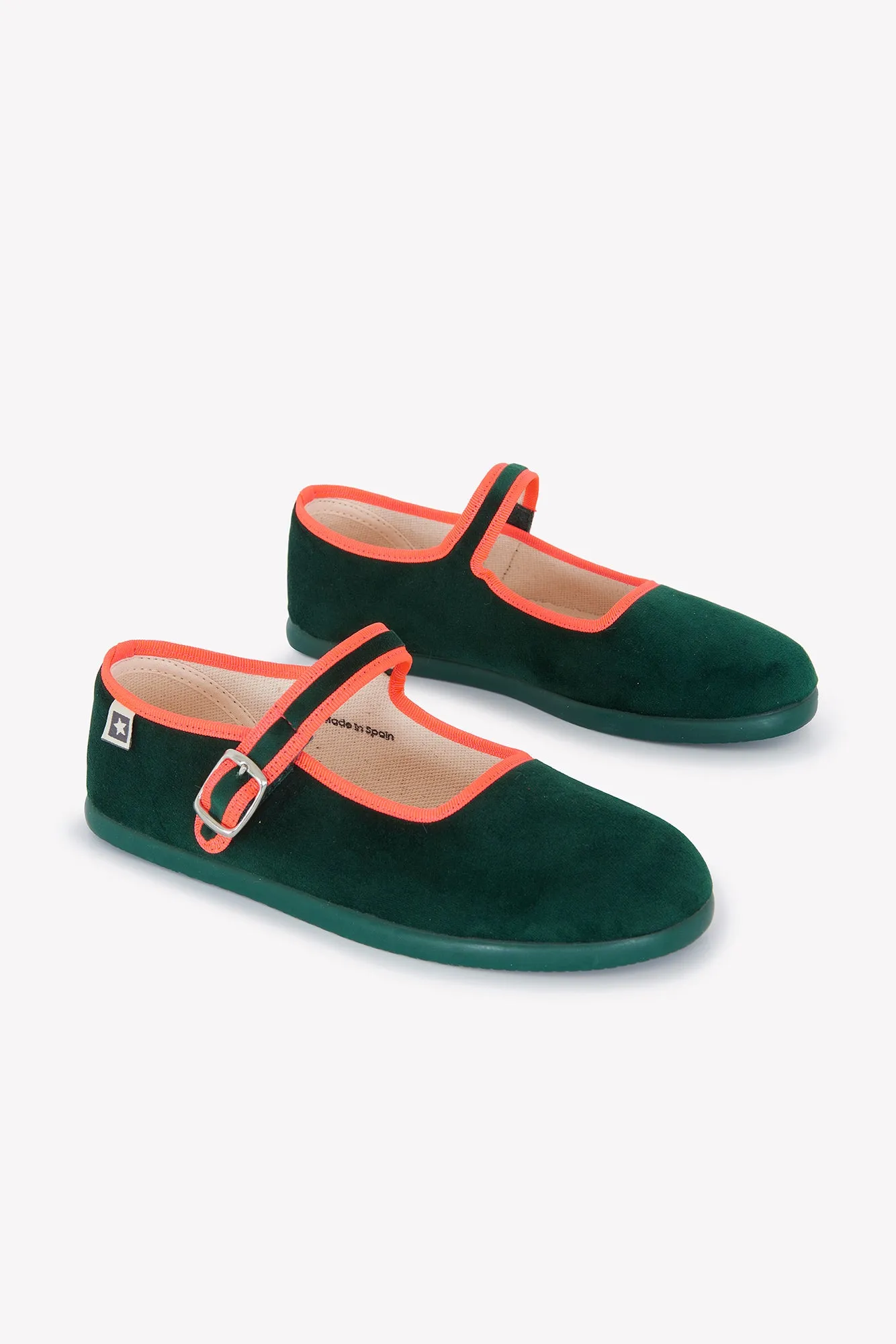 Bonton Jane Vert ballerina sko grøn fløjl