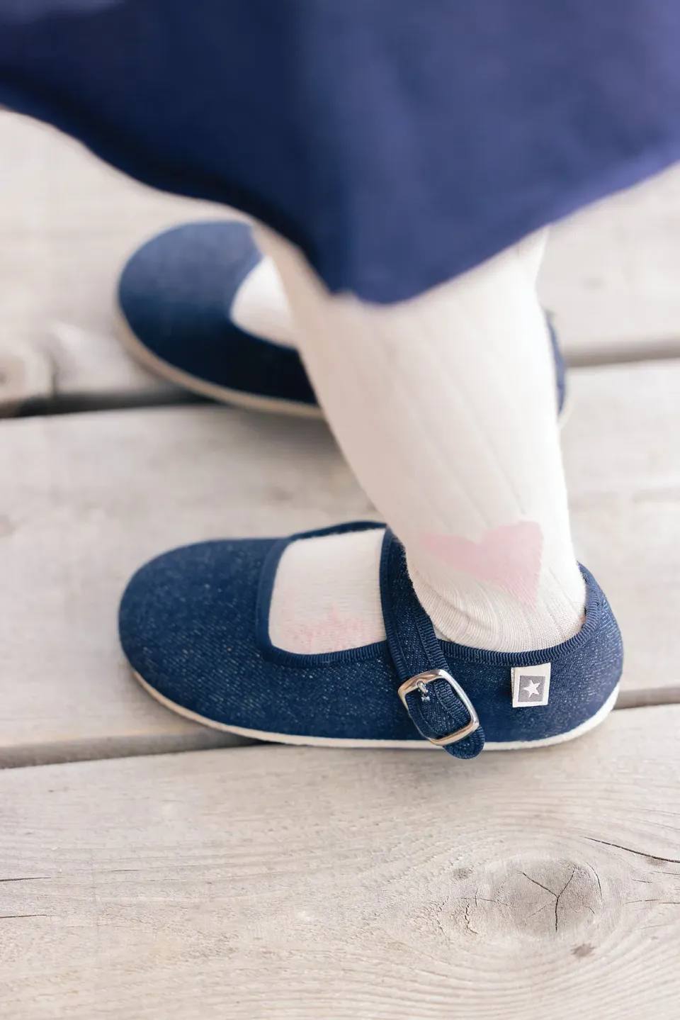 Bonton Jane ballerinaer denim mellemblå