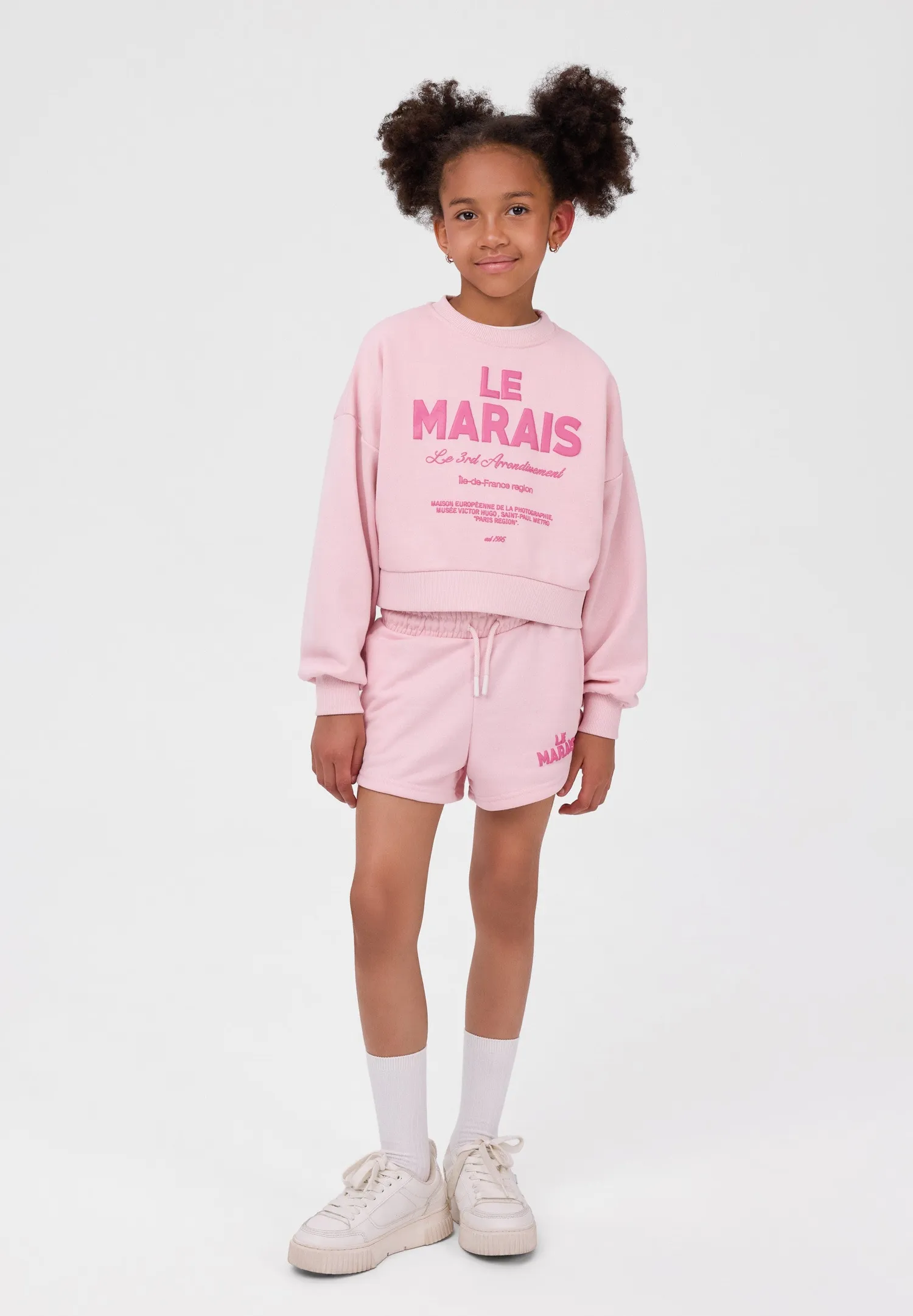 Minoti 44759 sweatsæt lyserød shorts 2 dele