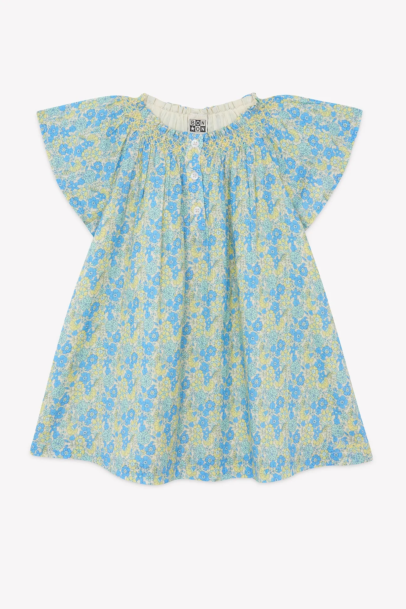 Bonton Noisette Fleur Vintage kjole blå blomstret