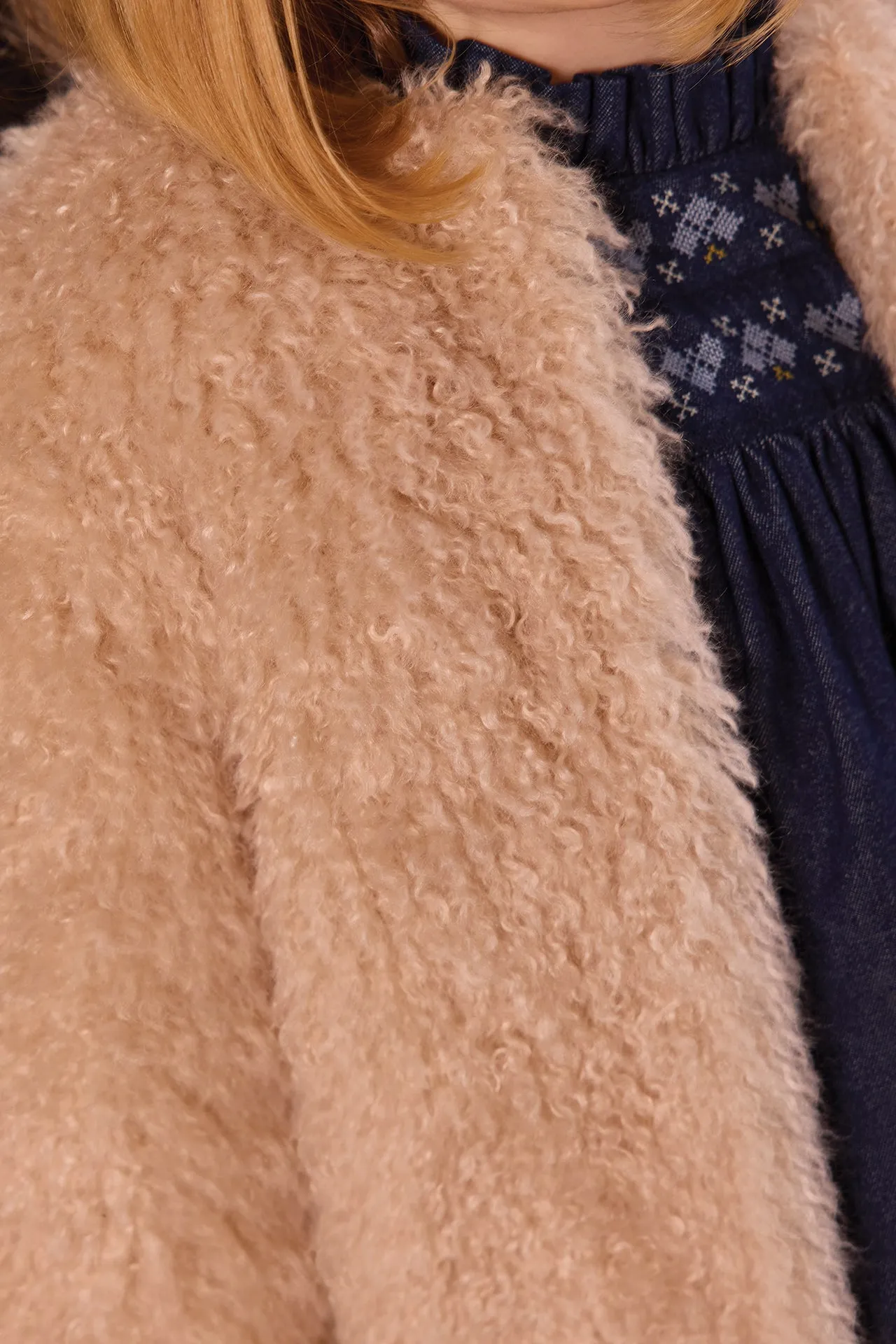 Bonton Pipa frakke milk sherpa kort rund hals