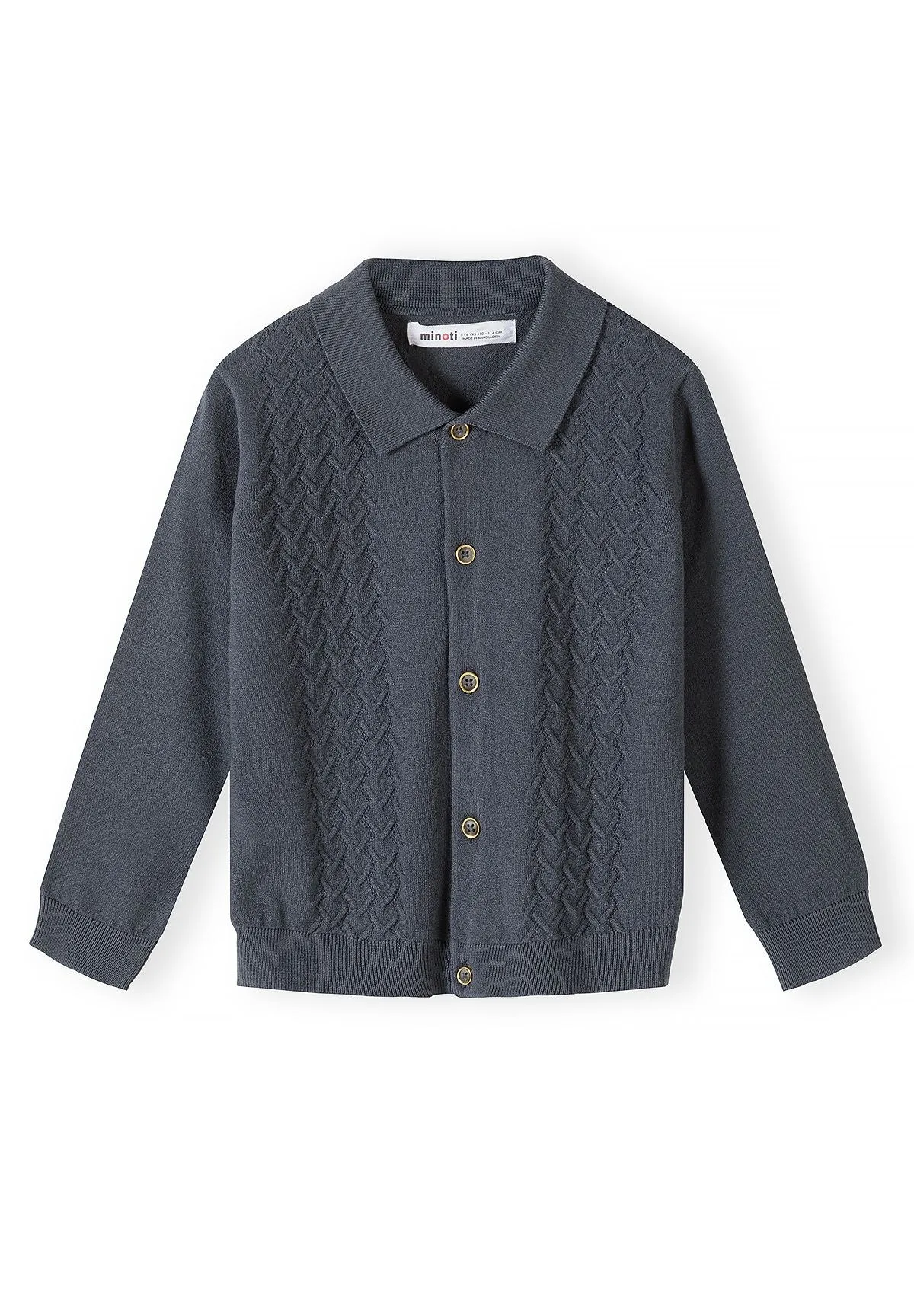 Minoti 45566 strikcardigan drenge grå tern knapper