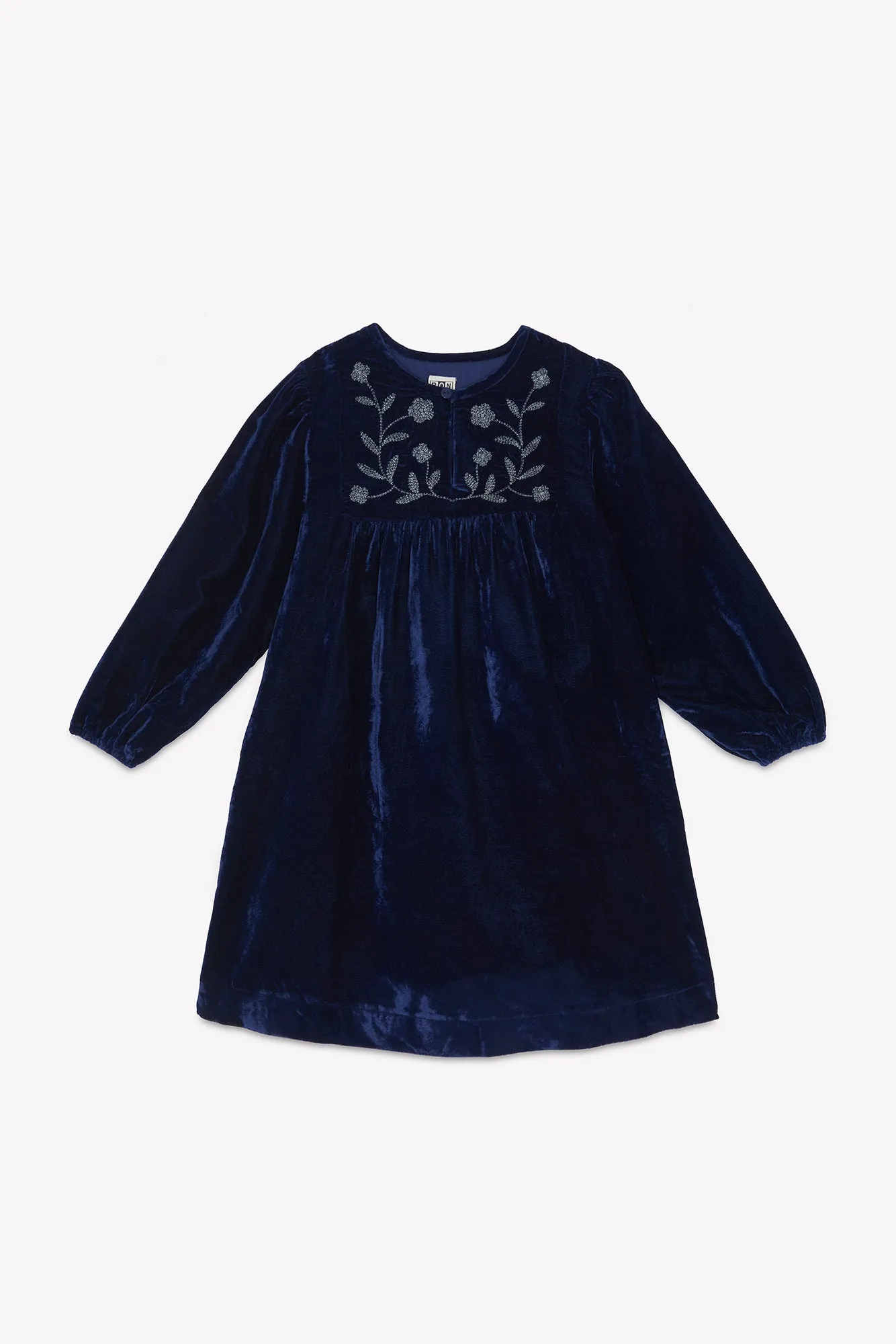 Bonton Daisy kjole blå broderi sølv junior