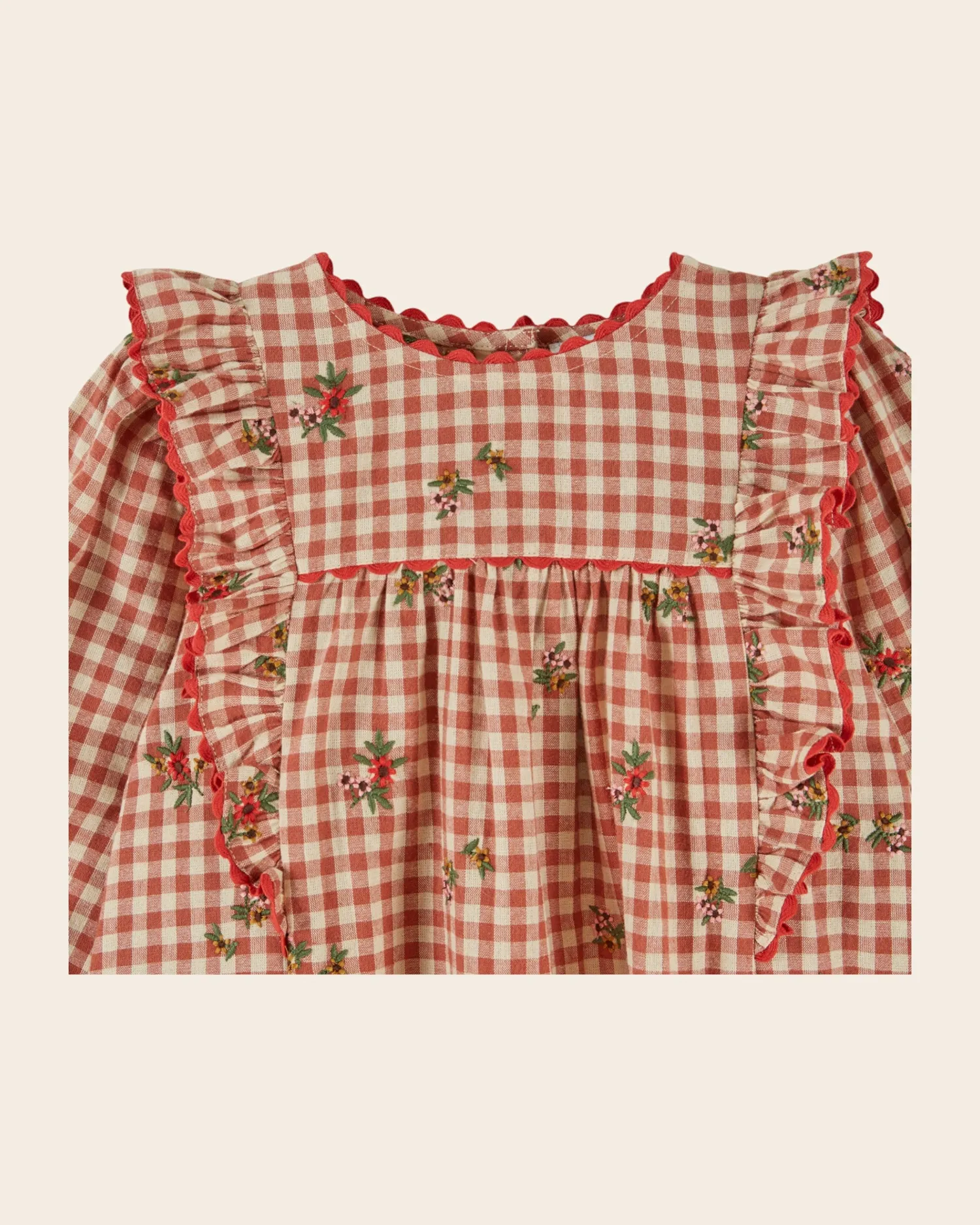 Emile et Ida Vichy Broderi kjole terracotta vichy