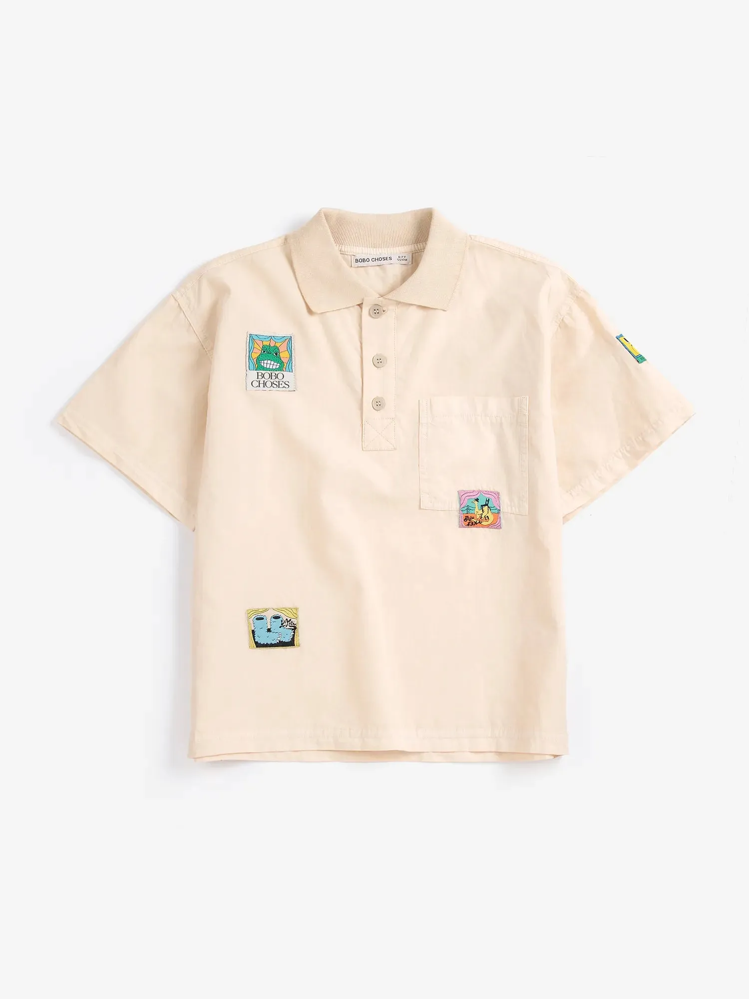 Bobo Choses Bobo Labelled Boxy Skjorte Offwhite Økologisk Bomuld