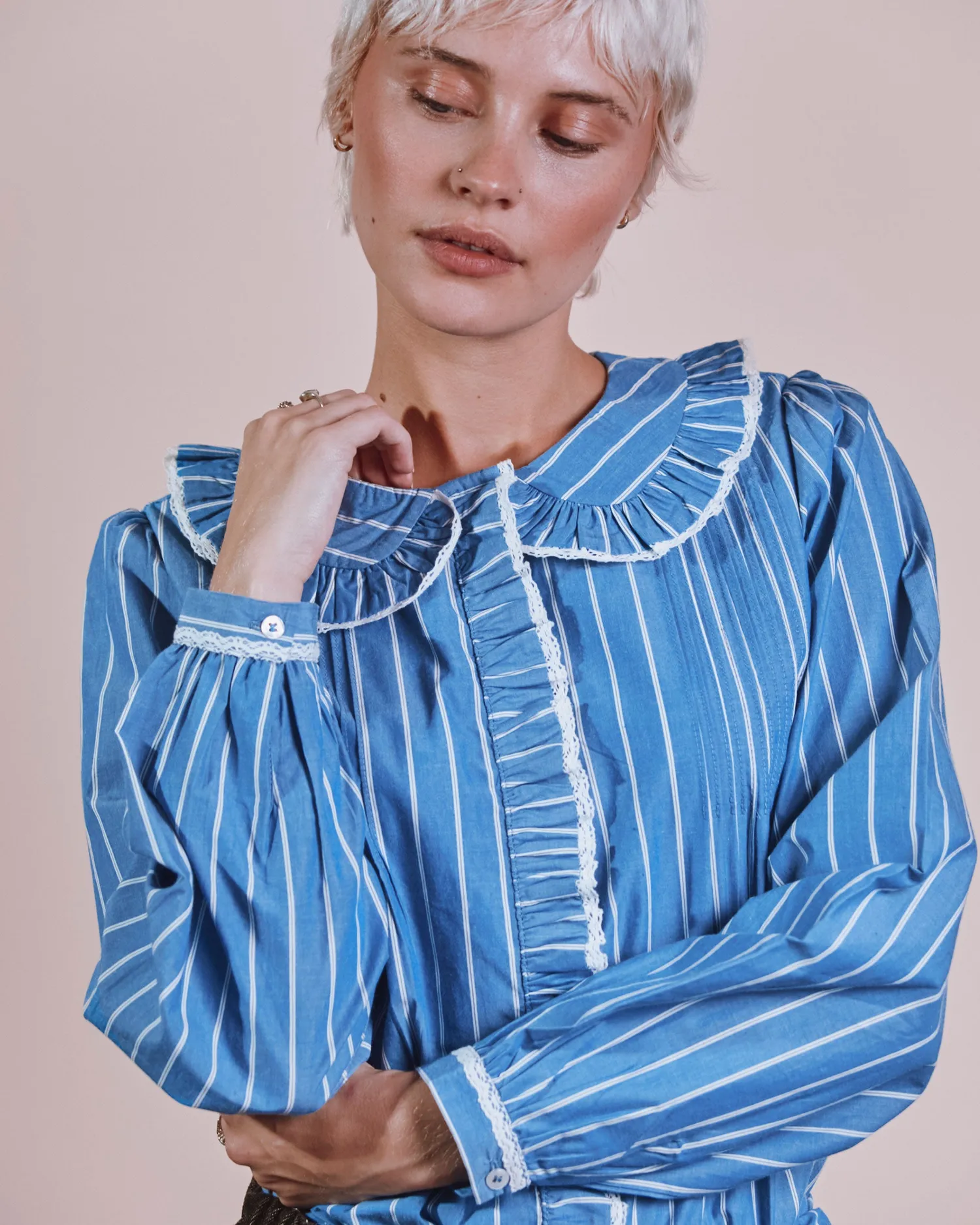 Emile et Ida Plissée rayures bluse blå stribet