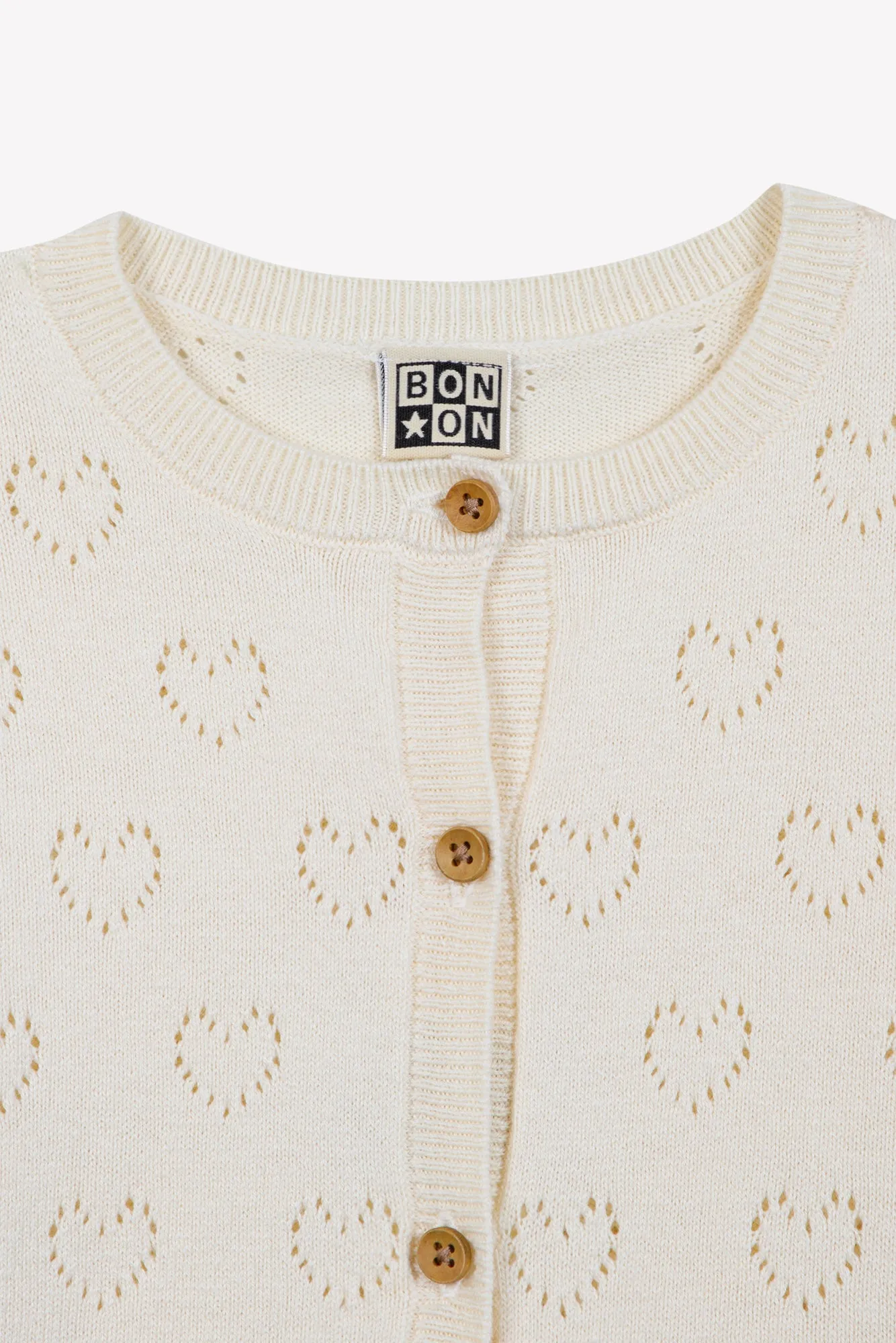 Bonton Lilou Milk cardigan bomuld cashmere hjerter