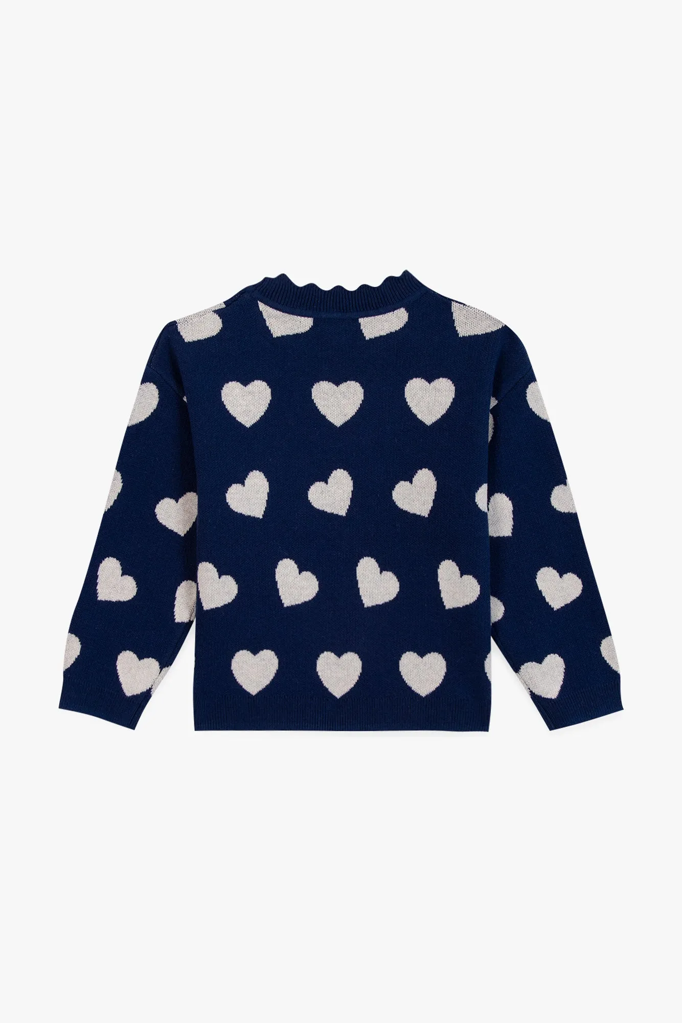 Bonton Mila pullover blå hvidt hjertemønster