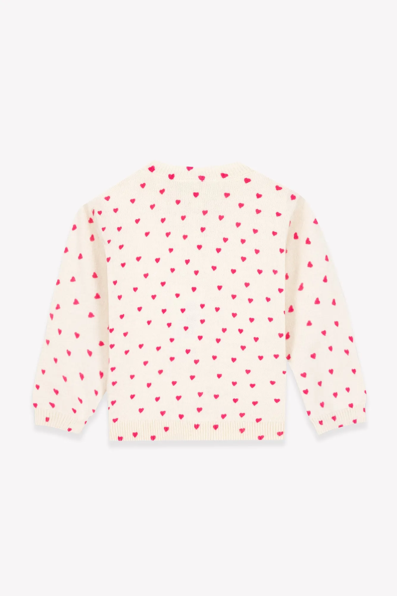 Bonton Lilet Love cardigan til baby ecru med rosa hjerter