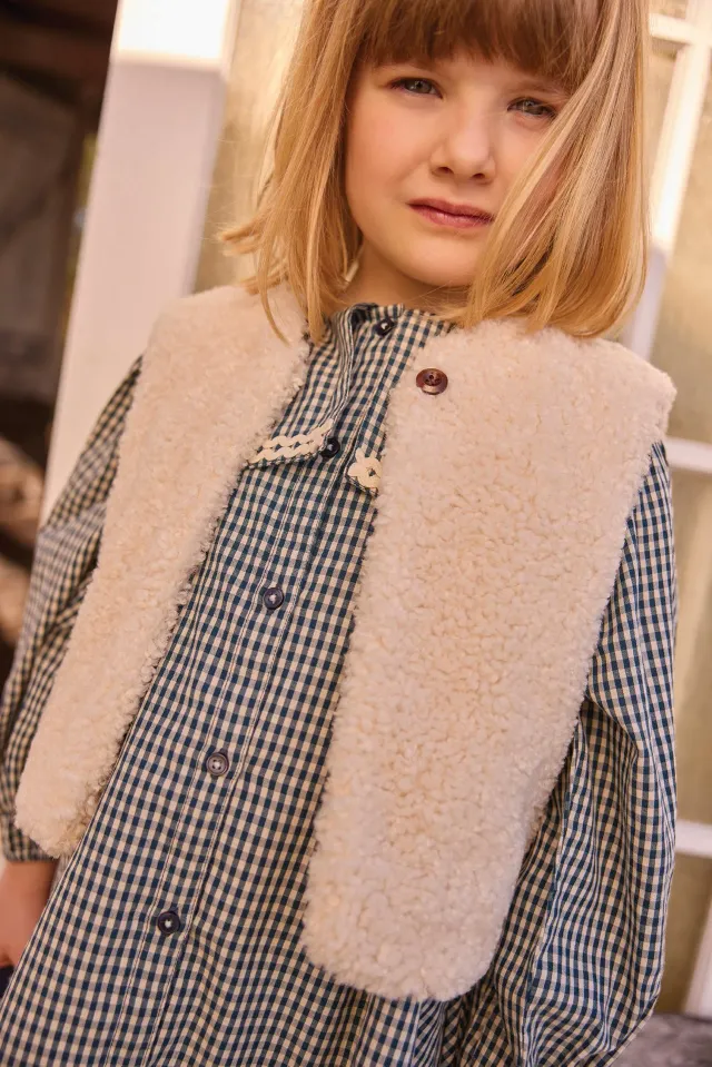 Bonton Beti Milk vest sherpa børn mælkehvid