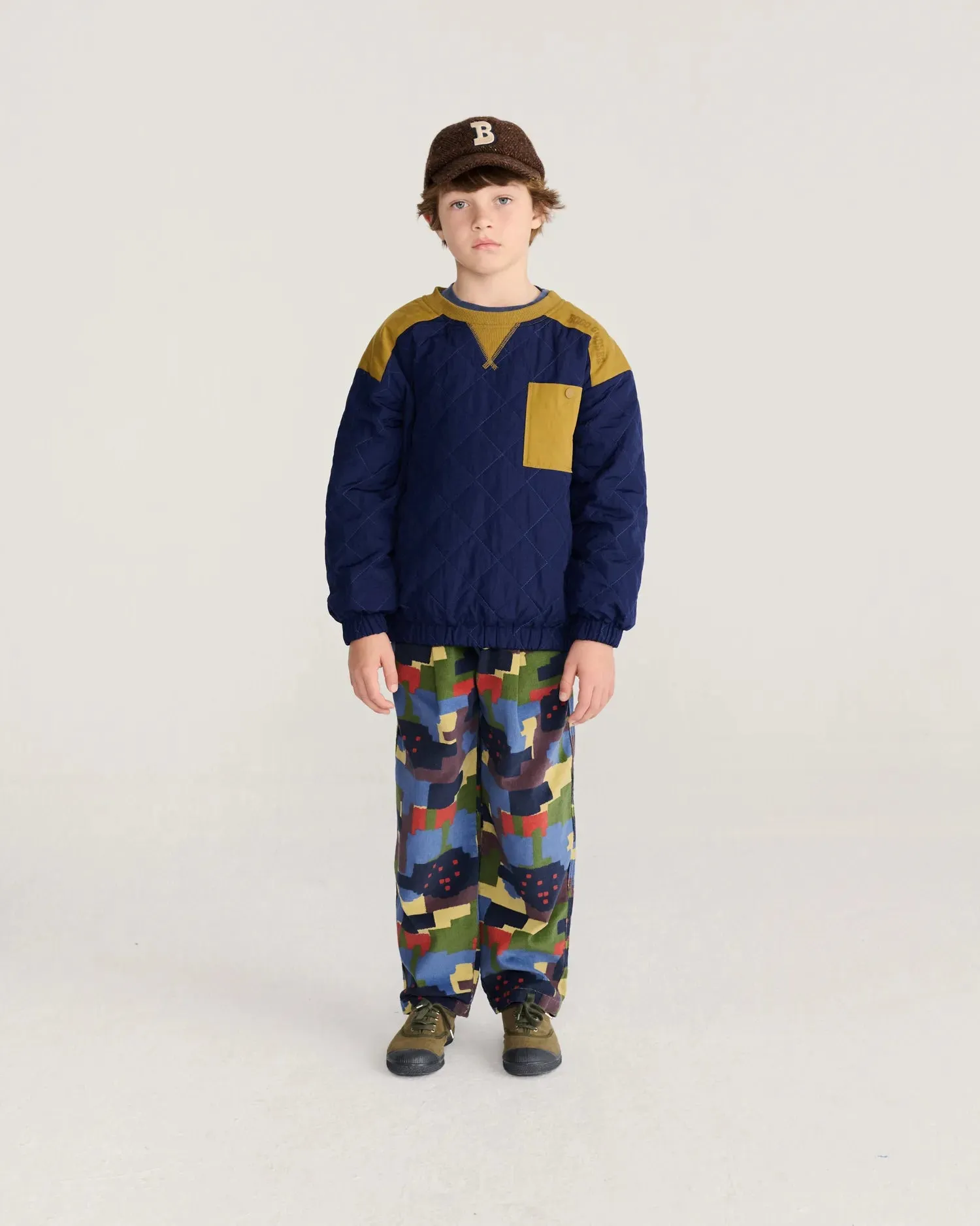 Bobo Choses All About Monsters quiltet sweatshirt midnight blue 2-3 år
