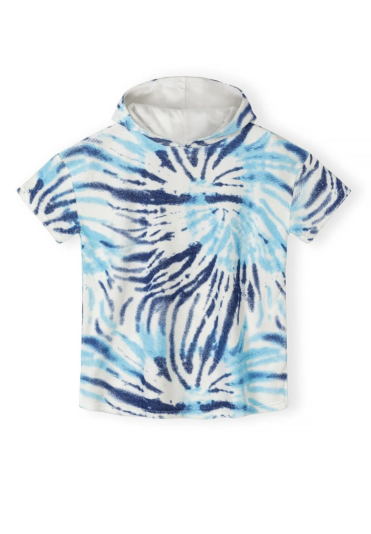 Minoti 44524 strandponcho blå batik bomuldsfrotte