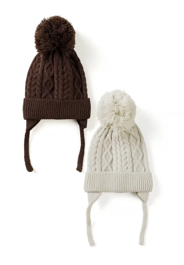 Minoti 45907 babyhuer 2-pak brun strik