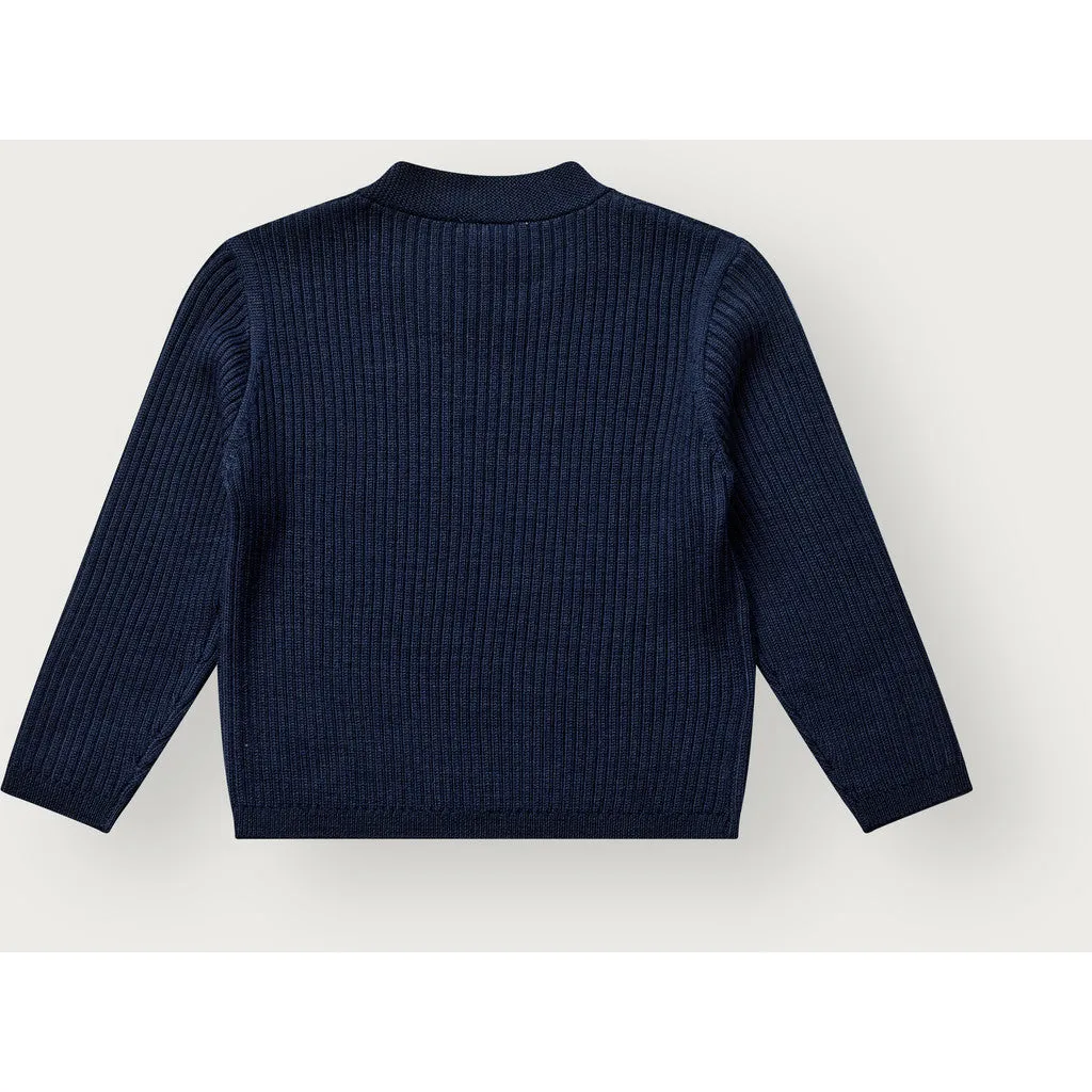 Hust & Claire Pil Wool Rib pullover blues merino