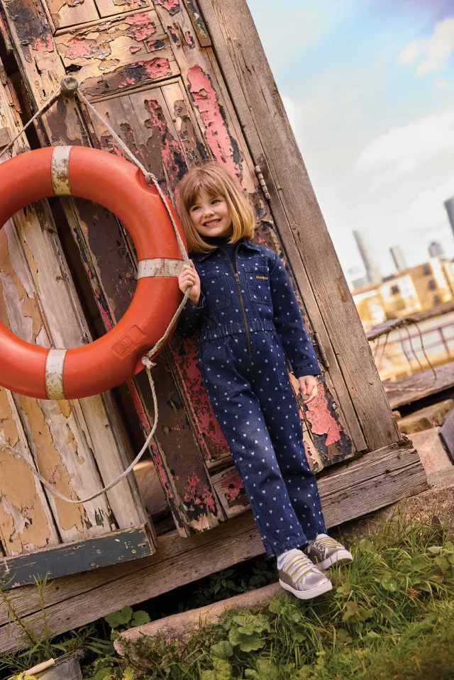 Bonton Pompom Denim Cœur buksedragt hjerter