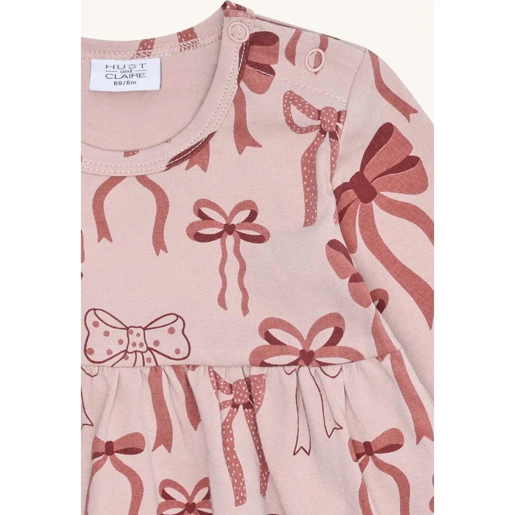 Hust & Claire HCKis Bows babykjole Adobe Rose bomuld