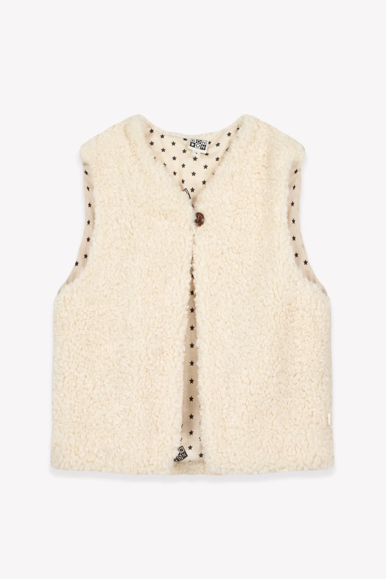 Bonton Beti Milk vest sherpa børn mælkehvid