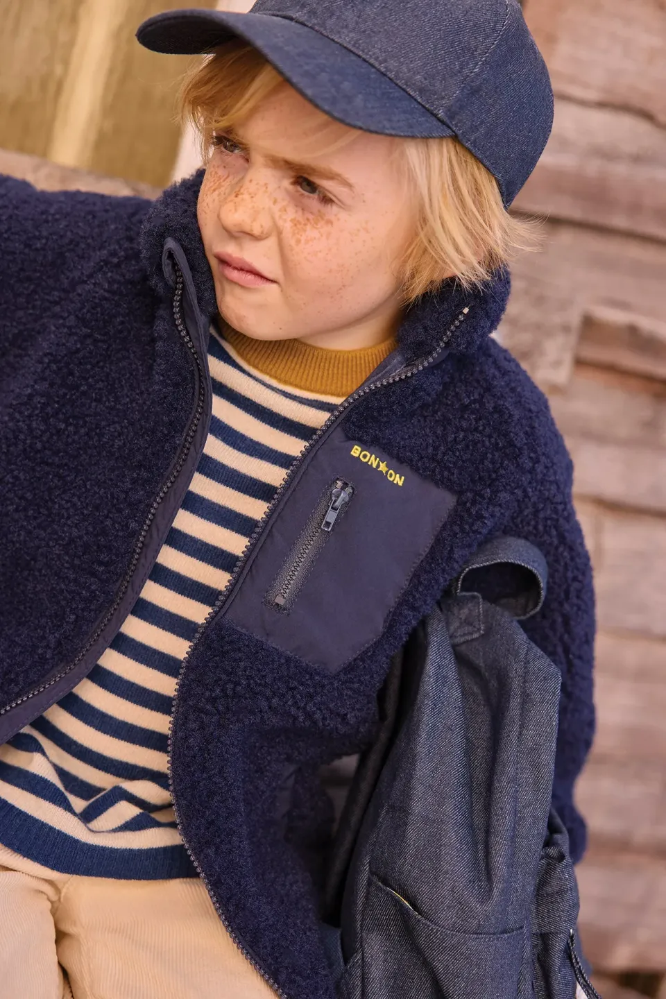 Bonton Pao sailor blue sherpa jakke til børn