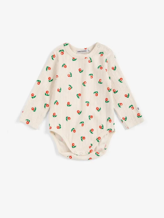 Bobo Choses Stamp Bloom body offwhite økologisk slim
