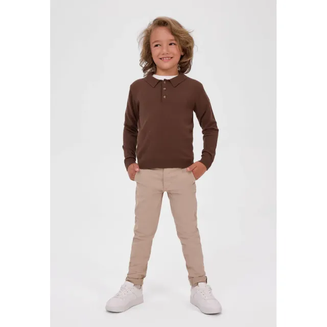 Minoti 45570 pullover til drenge brun polo