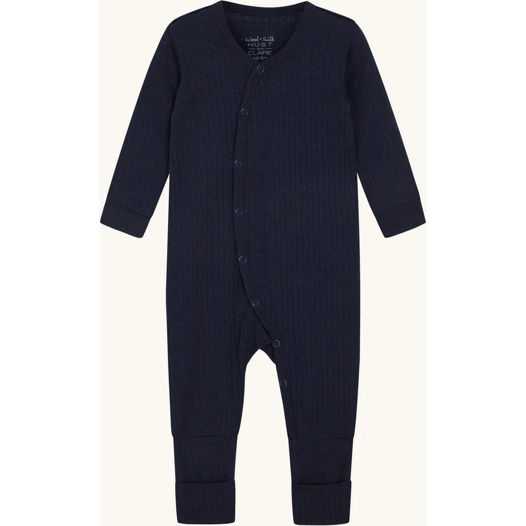Hust & Claire Mili Pointelle sparkedragt More Navy uld silke