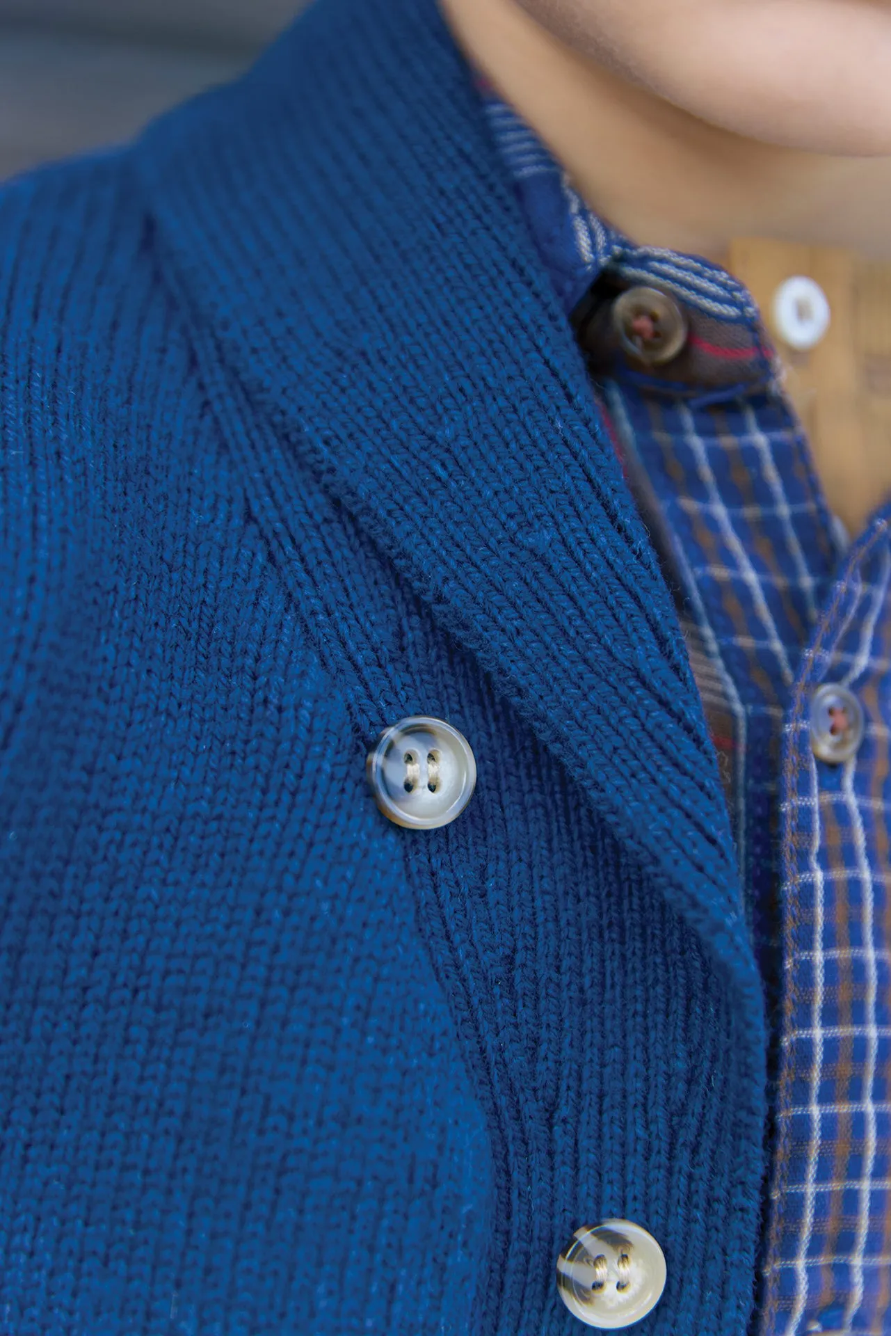 Bonton Hubert cardigan blå rib dreng