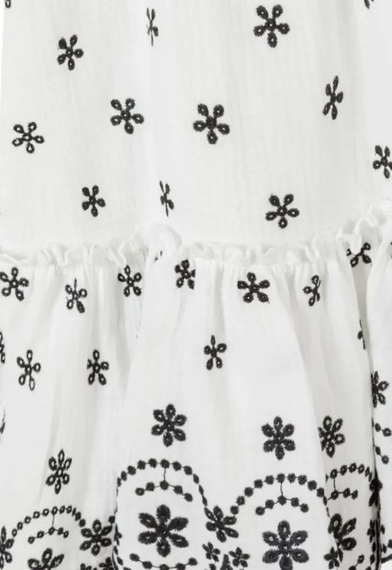 Minoti 42749 etagekjole creme broderet blomst