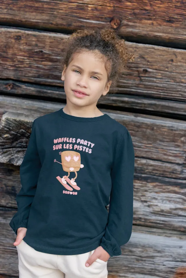 Bonton Titty Waffle T-shirt blue lake bomuld