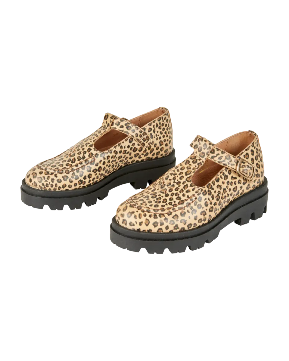 Emile et Ida Mocassin spændesko læder beige leopard