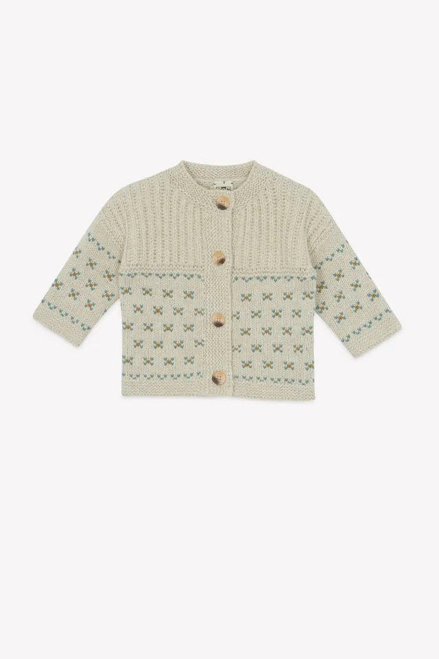 Bonton Peanut Milk Jacquard cardigan bomuld