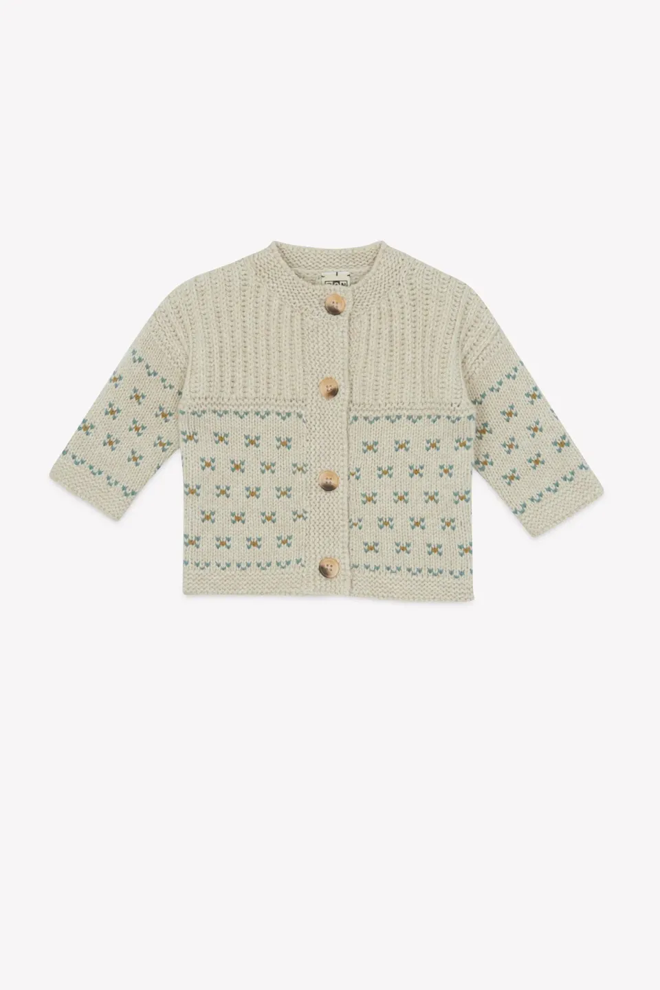Bonton Peanut Milk Jacquard cardigan bomuld