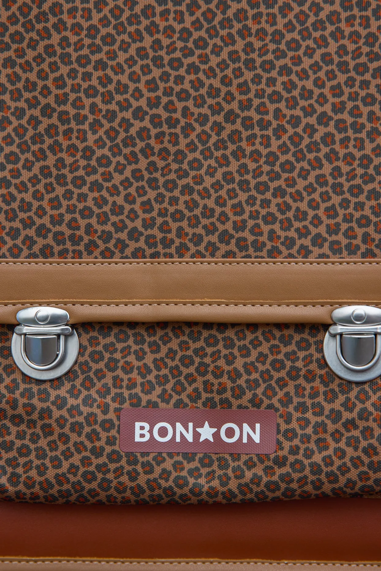 Bonton skoletaske leopard bomuld 38x30 cm