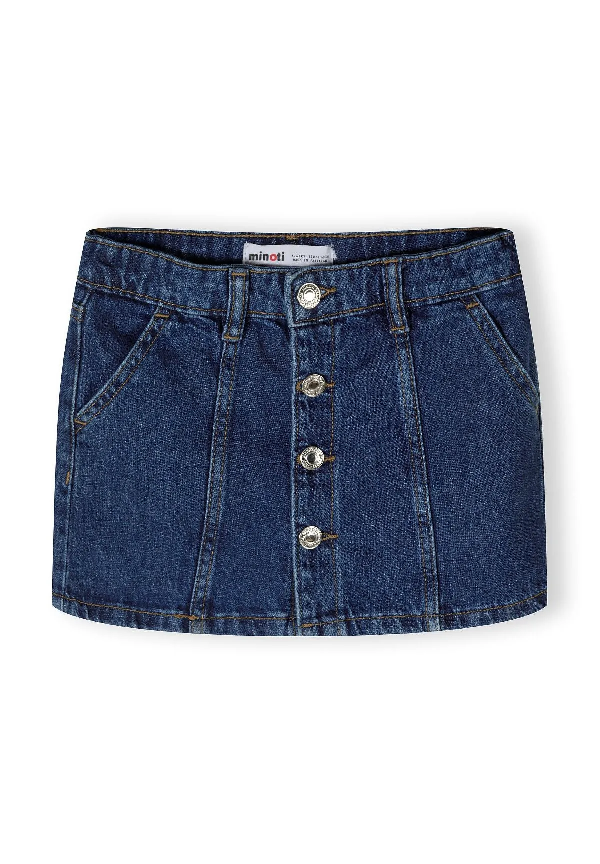 Minoti 42722 denimnederdel marineblå knælang