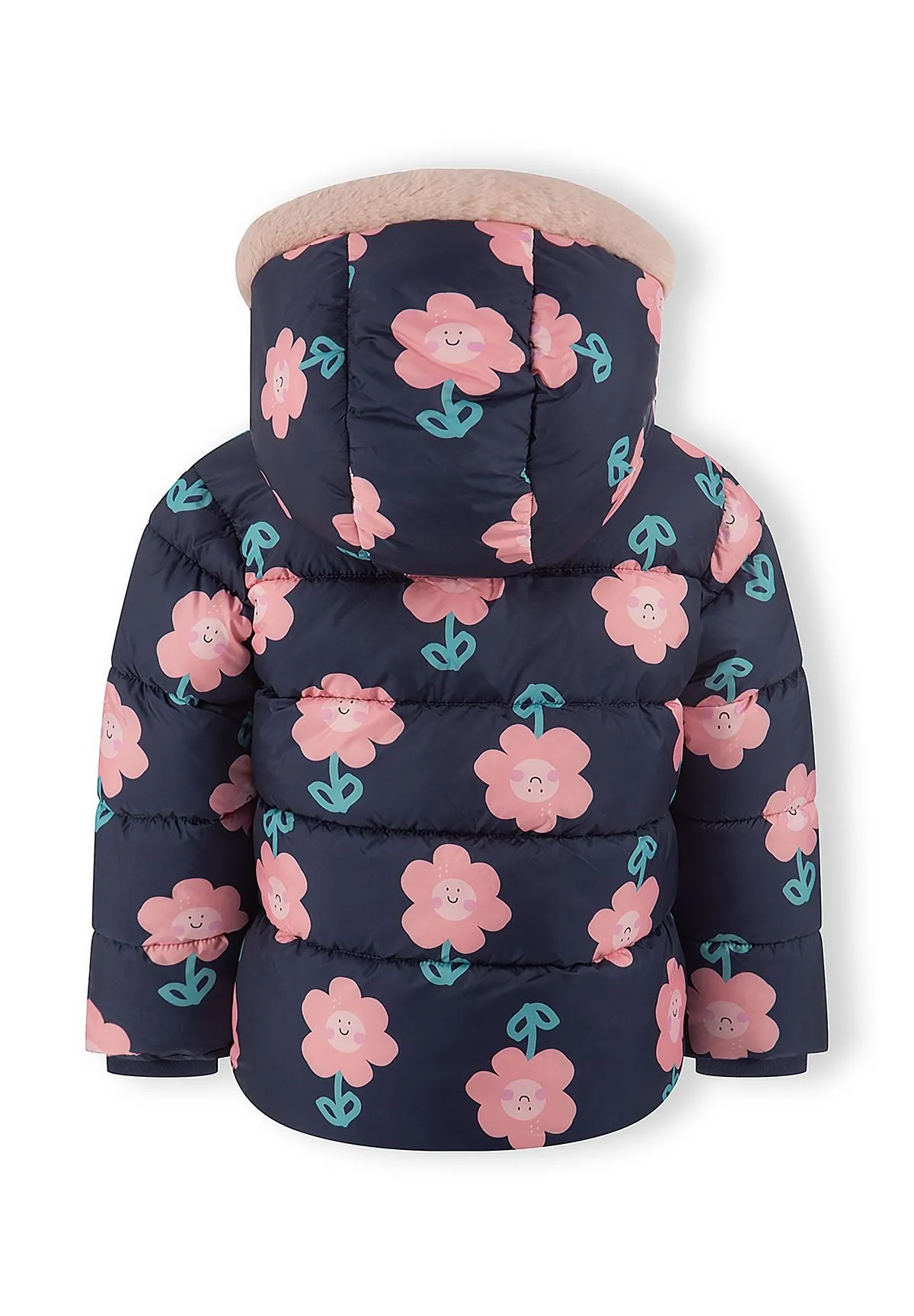Minoti 45281 jakke mørkeblå blomster vat piger