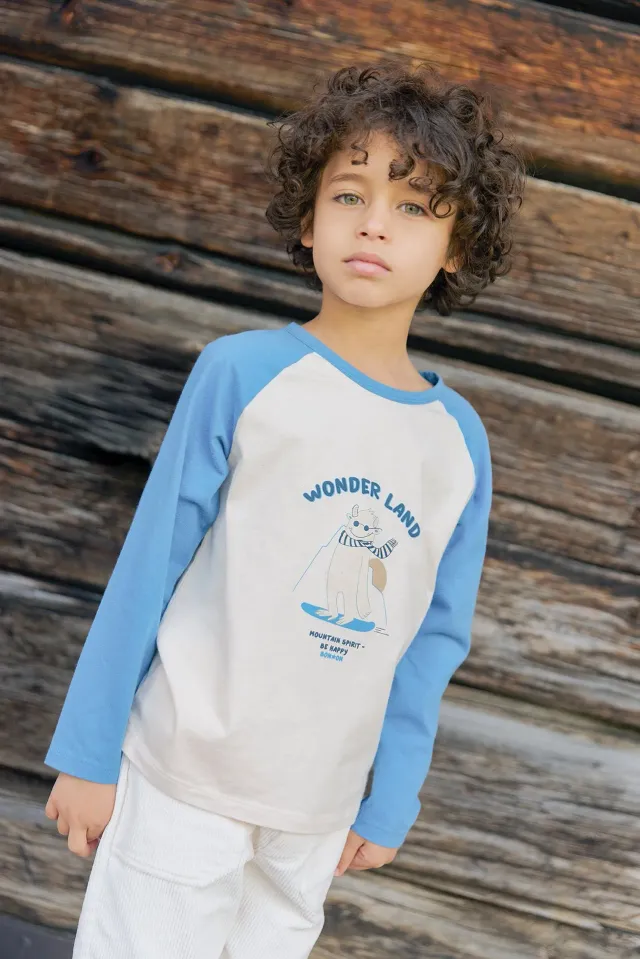 Bonton Tipi Wonderland t-shirt blå – 100% bomuld