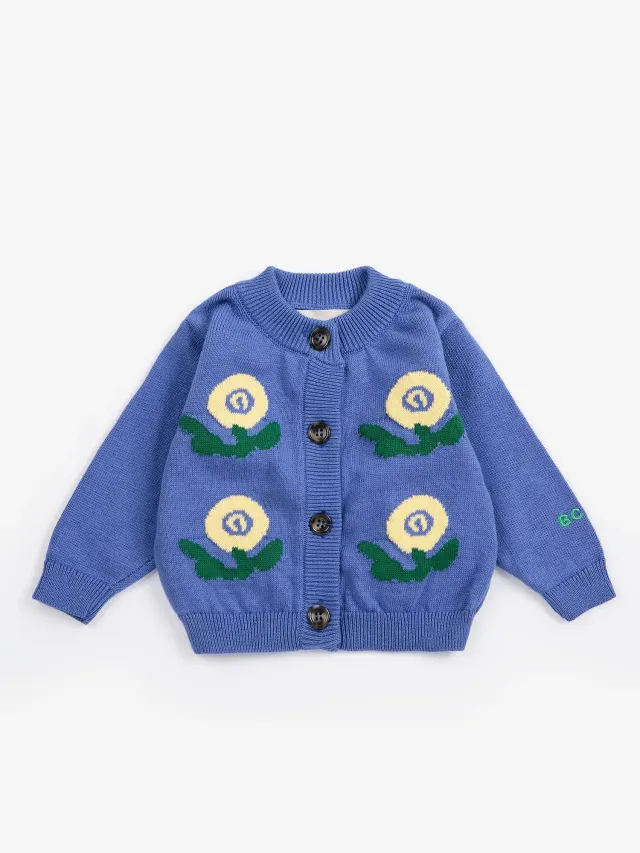 Bobo Choses Stamp Bloom cardigan lilla 1M økologisk bomuld