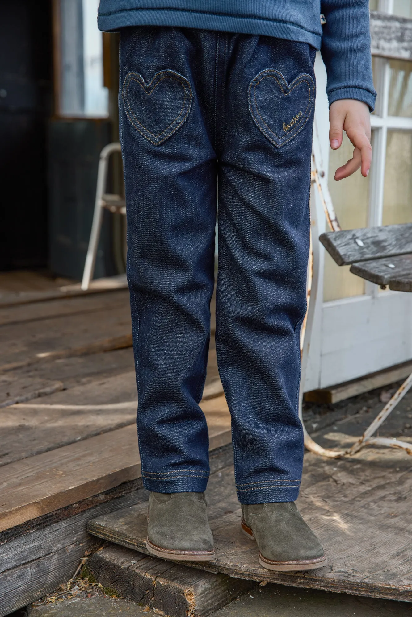 Bonton Duck jeans blå denim hjerte