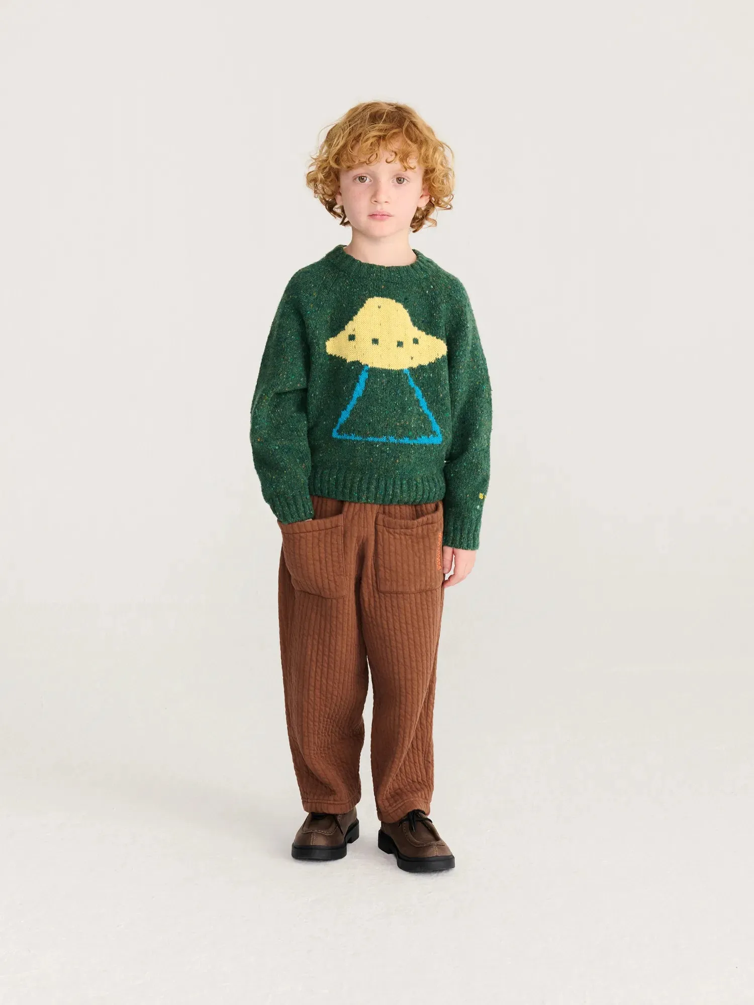 Bobo Choses Pixel Abduction striktrøje mørkegrøn uld