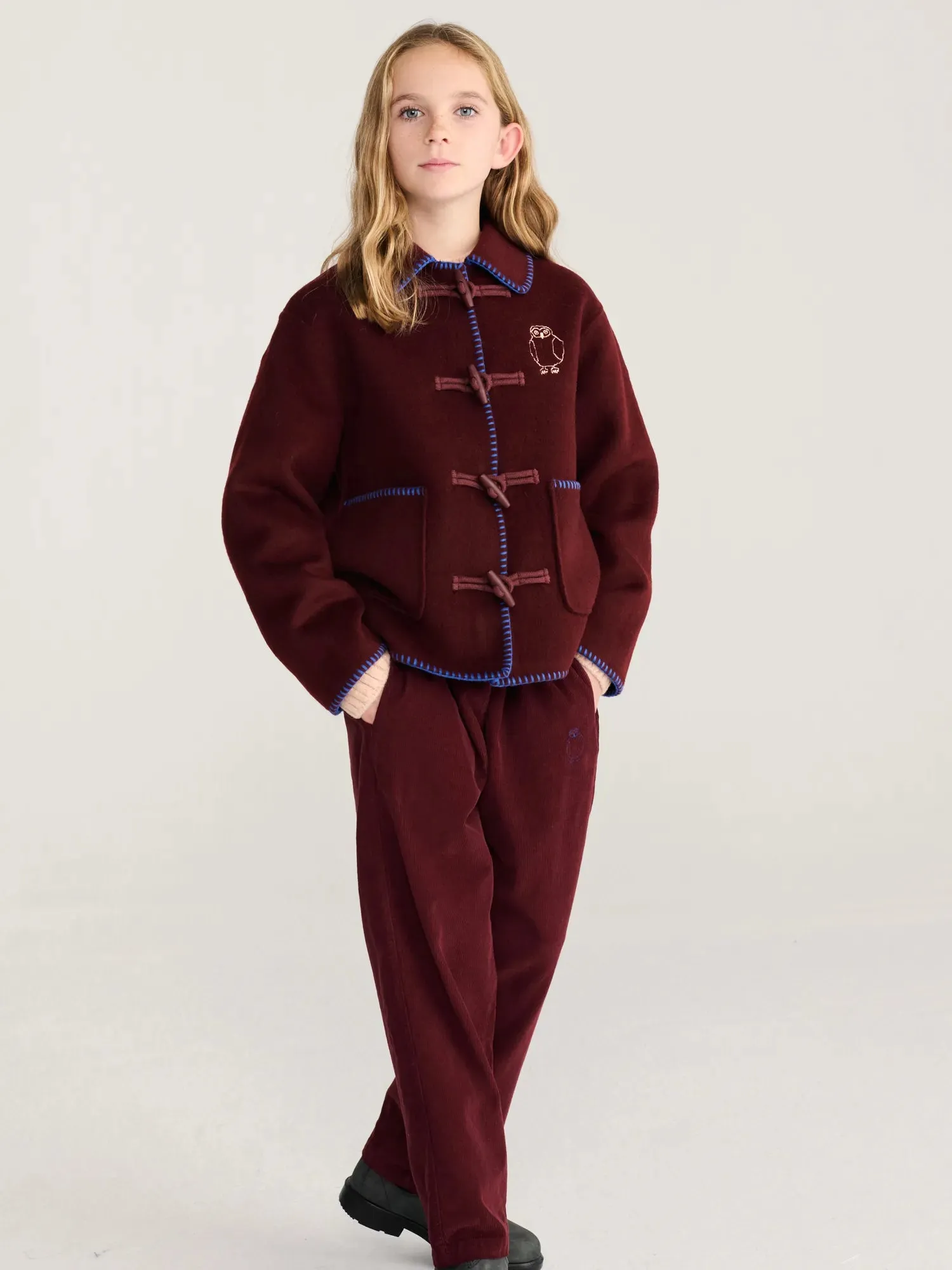 Bobo Choses Curious Owl frakke bordeaux uld 4-5 år