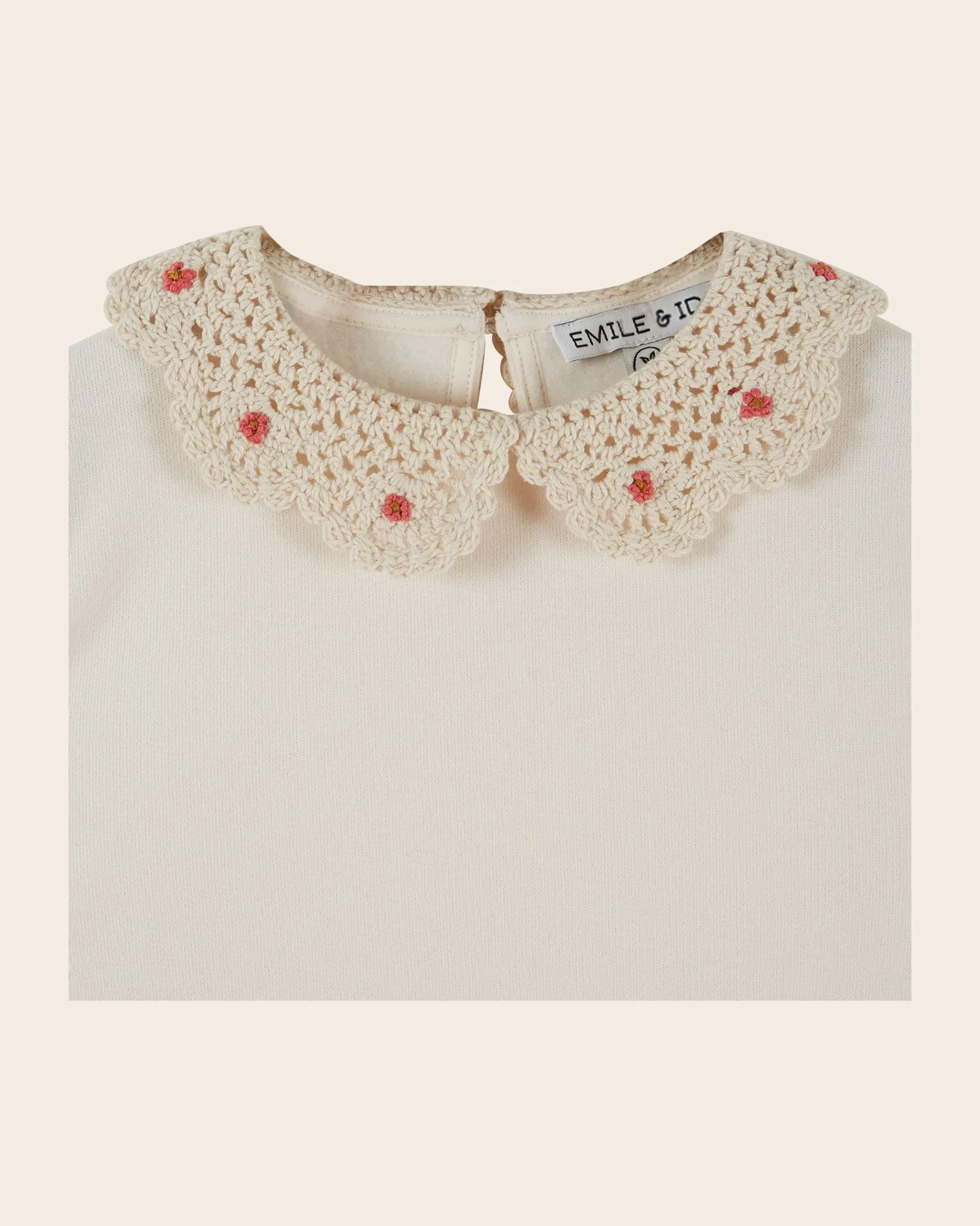 Emile et Ida Col Crochet sweatshirt ecru økologisk bomuld